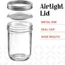 [ 6 Pack] 16 oz. Wide-Mouth Glass Mason Jars with Metal Airtight Lids and Bands for 1 Pint Canning, Preserving, & Meal Prep