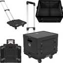 Wellmax WM99800BK Rolling Crate Cart with Wheels, Foldable Utility Cart for Teachers, Shopping, Office | Silent Wheels, Aluminum Handle, 132 lbs Capacity  Black