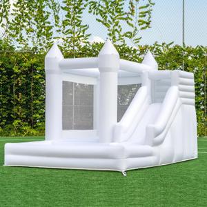 12FTx8.5FT Oxford Bounce House Medium to Large White Bounce House Inflatable Castle with Slide and Ball Pool Suitable for Active Kids The Perfect Product for Party/Festival Decoration and Photography, 12.5FT