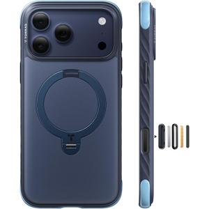 TORRAS Q3 Rugged for iPhone 17 Pro Case with 360 Rotating Magnetic Stand, Fit for MagSafe, 16FT Mil-Grade Drop Protection, Side Anti-Slip Grip, Camera Control Button, Microfiber Lining, Deep Blue