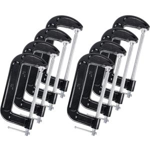 8 Pcs C Clamp 6 Inch Heavy Duty Steel C Clamp Set Cast Iron Frame Sliding T-Handle More Stability Massive Clamps for Woodworking, Welding, Building, Automotive Applications (Black)