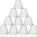 Macarrie 10 Pack Small Lamp Shade Barrel Fabric Lampshade Cover Clip on Table Floor Lamp Wall 3" x 6" x 5" Rustic Beige Linen Eyes Protected Appearance(White)