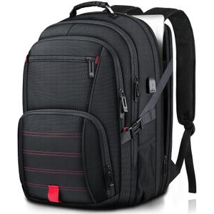 tazbuzo 50L Travel Backpack, Extra Large Backpack, Laptop Backpack for Men, big Backpack, Water Resistant TSA Approved Business Work College School Computer Bag with USB Port, Fits 17 Inch Laptops (Black)