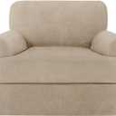 2 Pieces T Cushion Sofa Covers with Arms Super Stretch Chair Slipcover for Living Room Pet Dog Universal Slip Cover Anti Slip Armchair Furniture Protector (Island Fossi, 1 Cushion)