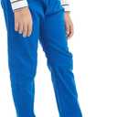 Boys Solid Color Elastic Waist Cotton Uniform Pants with Embroidery for Kids School & Play (Blue)