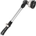 FANHAO 16-Inch Metal Watering Wand, Heavy Duty Garden Hose Wand with 9 Spray Patterns, 180 Rotating Long Hose Nozzle Sprayer Thumb Flow Control, Ideal to Water Hanging Baskets and Shrubs - Black