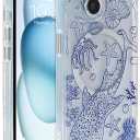 for iPhone 14 Case Clear Magnetic, Compatible with MagSafe, Ocean Marine Animals Pattern, Slim Shockproof Camera Lens Protection Phone Case for Women Men 6.1" - Blue