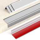 5 Packs 48" Aluminum Stair Nosing, Peel and Stick Stair Treads Staircase Stair Edge Protector Stair Nose Molding Trim for Indoor & Outdoor and Waterproof (Silver)