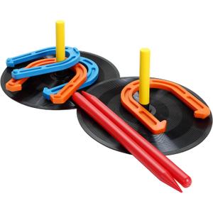Outdoor Indoor Rubber Horseshoes Set Includes 4 Horseshoes,2 Pegs,2 Rubber Mats,2 Red Plastic dowels,Beach Games Perfect for Tailgating,Camping,Backyard,Fun for Kids Adults