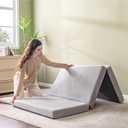 CH CHARME HOUSE Folding Mattress, 4 Inch Single Tri Folding Memory Foam Mattress for Camping Guest Bed, Washable Cover & Non-Slip Bottom, 75" x 25" x 4", Grey