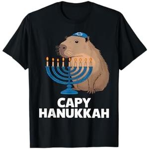 Funny Capybara Happy Hanukkah Chanukah Jewish Men Women Kids T-Shirt S