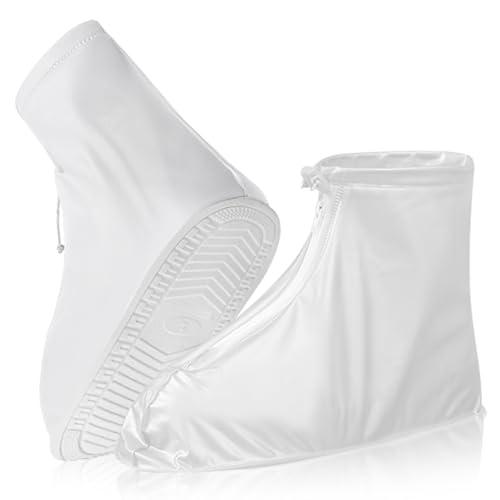 Waterproof Shoe Covers,Rain Shoe Covers for Men Women,Lightweight Reusable Non-Slip Rain Boot Overshoes with Zipper,PVC Rubber Sole for Walking Dog Hiking Work Commute Clear XXL