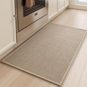 tchdio Kitchen Mats for Floor, Rubber Backed Kitchen Rugs Non Slip Washable, Superior Absorbent Kitchen Rug-Mat Easy to Clean, Comfort Kitchen Floor Mat Front of Sink (Beige, 20" 32")