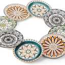 Foraineam 8 Pieces Salad Plates, 8.5 Inch Porcelain Floral Dessert Plates, Colorful Round Lunch Plate Sets for Appetizer Salad Fruit Snack, Dishwasher and Microwave Safe