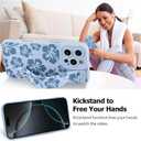 Fiyart Designed for iPhone 16 Pro Max Case Cute Flowers with Strap Soft TPU Phone Cover Protective Camera Lens Protection for Women Men Floral Bumper with Stand 6.9"-Blue