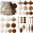 Soulchen 32 Pcs Velvet Christmas Tree Ornaments Ball Set Shatterproof Flocked Christmas Decorations Ball Bulk for Tree Decorative Hanging Garland Ornaments Xmas Holiday Party Decor(Mixed Khaki)