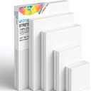 GOTIDEAL Stretched Canvas Multi Pack 4x4 5x7 8x10 9x12 11x14 Set of 10 Primed White - 100% Cotton Artist Canvas Boards for Painting Acrylic Pouring Oil Paint Dry & Wet Art Media White Multi Size-10 Pcs