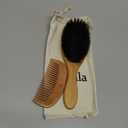 Belula 100% Boar Bristle Hair Brush Set (Medium). Soft Natural Bristles for Thin and Fine Hair. Restore Shine And Texture. Wooden Comb, Travel Bag