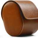 Oirlv Luxury Leather Travel Watch Case Single Watch Box for Men and Women Portable Jewelry Watch Storage Roll Organizer(Brown)