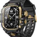 amBand Compatible with Apple Watch Ultra 2/Ultra Bands Case 49mm for Men, M3 Rugged Cover Military Sport Strap with Glass Screen Protector, Heavy Duty Protective Bumper for iWatch 49 mm - Black Gold