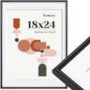 Modern Arched Wall & Tabletop Picture Frames, Shatterproof PVC Photo Frames 18x24, Display Pictures 16x20 with Mat or 18x24 Without Mat, Lightweight, Water-Resistant & Space-Saving Home Decor (Black)