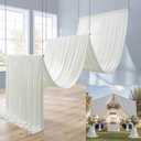 6 Panels 5x20ft Ivory Ceiling Drapes for Wedding Parties, Wrinkle Free Thick Polyester 20ft Extra Long Wedding Draping Ivory Ceiling Curtains Arch Drapery for Birthday Party Canopy Tent Decor