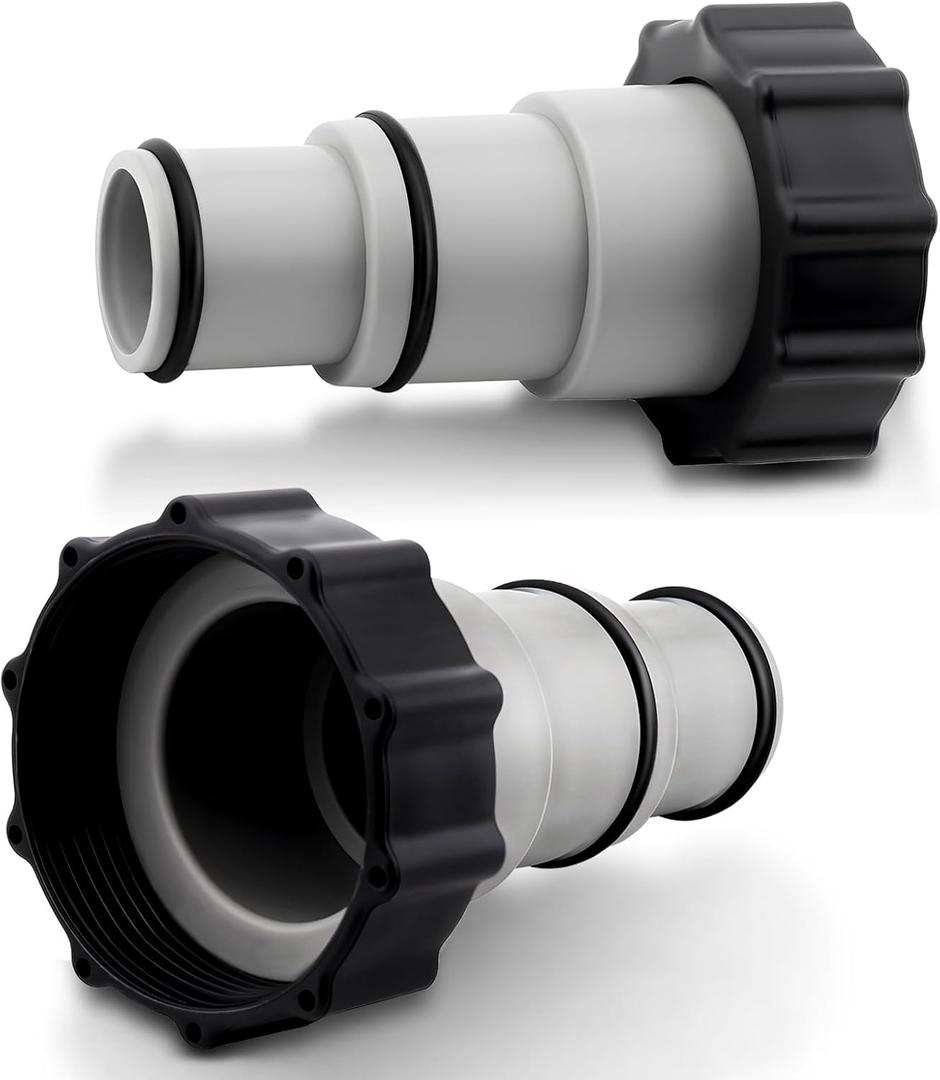 2 Pack Pool Hose Adapter A with Collar for Intex, Converts 1.5 to 1.25 Inch Hoses for Threaded Connection Pumps (2, 2 * 4.28)