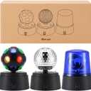 4.5” Disco Ball, Strobe lights, police light 3 in 1 glow in the dark party supplies. Battery operated party decorations, 360° Rotating stage lights, dj lights, mini disco car lights for disco parties.