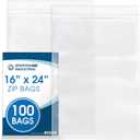 Spartan Industrial - 16 X 24 (100 Count) 2 Mil Clear Reclosable Zip Plastic Poly Bags with Resealable Lock Seal Zipper