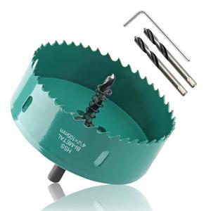 4-1/8 Inch / 105mm Hole Saw with Arbor, 4.125 Inch Hole Saw HSS Bi-Metal Hole Cutter Smoothly Cutting in Cornhole Boards, Plastic, Wood, Fiberboard, Drywall