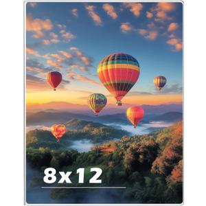 8 x 12 Acrylic Picture Frame, Horizontal/Vertical Clear Photo Frame for Wall with Tape, No Drilling Floating Hanging Frameless Picture Frame, Wall Mount Sign Holder 8x12 for Home, School, Office