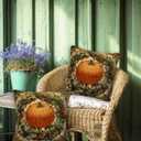 Pumpkin Fall Throw Pillow Covers 18x18 Set of 2 | Farmhouse Decorative Cushion Cases for Couch, Sofa and Bedroom | Autumn Pillcases Home Decor for Living Room, Porch, Patio