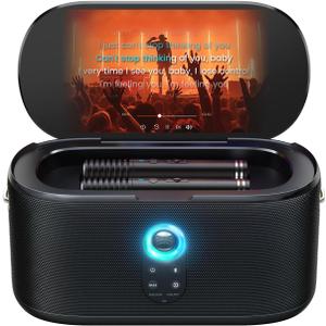 Ikarao Karaoke Machine for Adults, with Lyrics Display, 10.1" Screen, 280W, 2+2 Channel, 2 Wireless Microphone, Autotune EQ, Self-Charging, Portable Home Karaoke System with KaraFun Prime, HDMI for TV