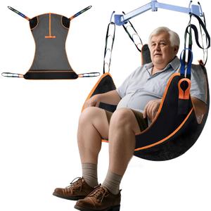 MDSTOP Universal Full Body Patient Lift Sling, Transfer Sling for Elderly & Disabled with Padded, Patient Aid Lift Medical Sling for Shower Bath, Transfer, Positioning and Lifting (Black, L)