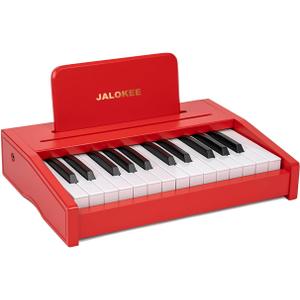 Kids Piano Keyboard, Digital Piano for Kids, Music Educational Instrument Toy, Wood Toy for 3+ Girls and Boys (Red, 25 Keys)