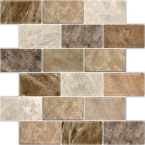 10 Sheets Peel and Stick Backsplash for Kitchen 12"X12" Renter Friendly Backsplash Back Splash Adhesive Subway Wall Tile Flat Vinyl Sticker for Bathroom Brown Marble (Not 3D Tile)