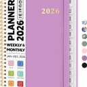 2 x 2026 Planner, Weekly and Monthly Calendar Planner Book, January 2026 - December 2026, Hardcover Spiral Planner with Monthly Tabs, Notes Pages, Perfect for Women & Men, A5 (6.4" x 8.5") - Purple