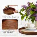 FramePro Large Round Wooden Coffee Table Trays 20" - Multi-Functional Home Decor Ottoman Serving Platter Carbonized Brown