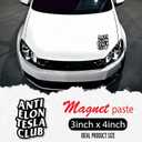 Anti Elon Tesla Club Magnet Decals (4in), Funny Bumper Reusable Decal for Tesla Owners, Regret Accessories for Cars, Durable and Waterproof Magnet Design, Magnetic Anti Elon Musk Tesla Bumper Stickers
