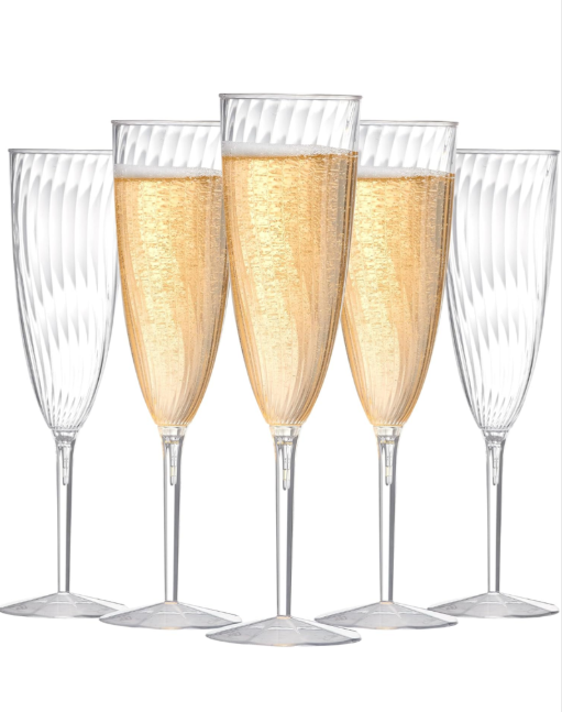 24Pcs Plastic Champagne Flutes,6 Oz Clear Champagne Glasses,Disposable Glasses for Party Wedding Banquet Family Holiday Picnic Cocktail Mimosa Bars Engagements Thanksgiving Christmas Toasting