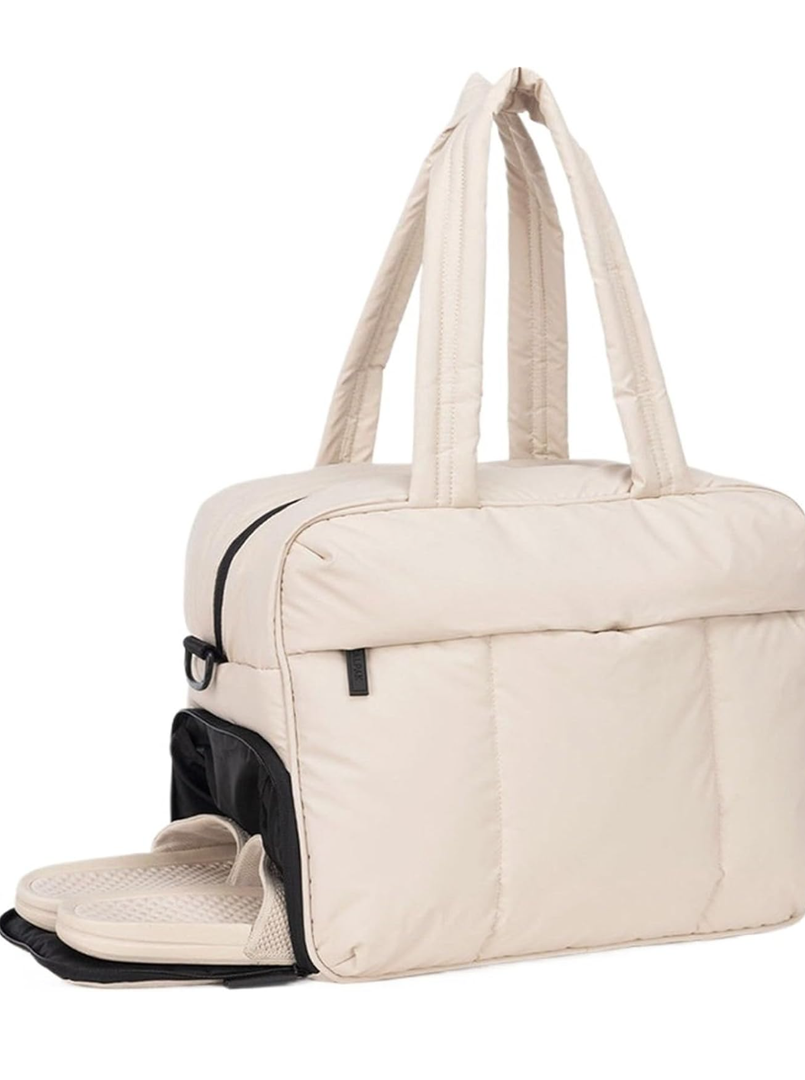 Travel Duffel Bag Down Duffel Bag Large Capacity Women Shoulder Bags Multifunctional Large Capacity Dry Wet Separation Hand Bag(White)