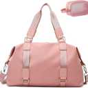 Travel Duffle Bag,Gym Bag for Women Weekender Carry on Overnight Bag Personal Item Bags Yoga Tote Bag with Wet Pocket Toiletry Makeup Bags for Sport Dance Trips Hospital Pink