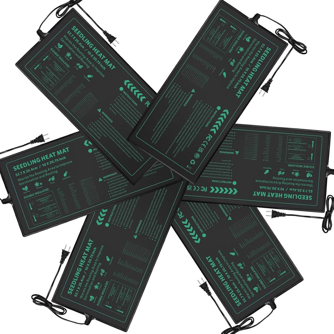 Seedling Heat Mat 6 Pack Durable Waterproof Plant Heating Pad 10"x 20.75" for Germination, Indoor Gardening, Greenhouse