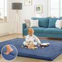 Baby Play Mat for Floor Nursery Rug Muscle Mat Area Rug Playroom Rug 50"x50" Playpen Mat Memory Foam 1.3" Thick Crawling Mat for Babies,Toddlers, Infants, Kids,Sapphire Blue