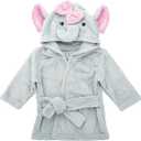 Baby Animal Face Robe - Unisex, 0-9 Month, Plush, Elephant, Hooded Towel