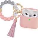 Case for Airpods 3 (2021), Filoto Silicone Airpod 3rd Generation Case Cover with Bracelet Keychain, Cute Protective Case for Apple Air Pod 3 Wireless Charging Case Women(Pink)