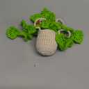 Crochet Hanging Plant for Car,Car Decorations Interior,Plant Strawberry Aesthetic Car Accessories for Women Interior Cute,Car Ornaments Charms for Rear View Mirror, Home decor (Cutout Leaves With Flowers)