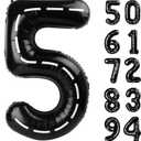 Race Car 5 Balloon, Number Balloons 40 Inch, 5th Black Birthday Balloon Decorations, Race Car Birthday Party Supplies, 5 Number Balloons, Number 5 Balloon