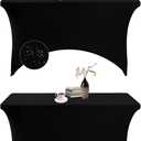 2Pack Spandex Waterproof Table Covers 4ft，Spandex 4ft Waterproof Table Cover for Party,Wedding, Banquet, and Events(Black)