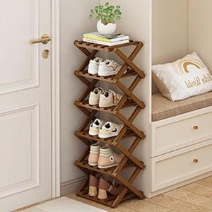 YYW Shoe Rack, Foldable Bamboo Shoes Shelf, Freestanding Shoe Storage Organiser for Entryway, Hallway, Bedroom, Closet (Brown, 6 Layers)